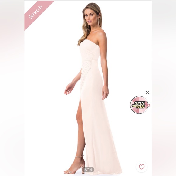 Azazie Cassia One Shoulder Bridesmaid Dress in color Rose Petal - Picture 4 of 10